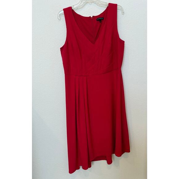 Lane Bryant Women's Plus Size 16 Slant A-Line Dress Midi Red‎ v neck - Picture 1 of 8